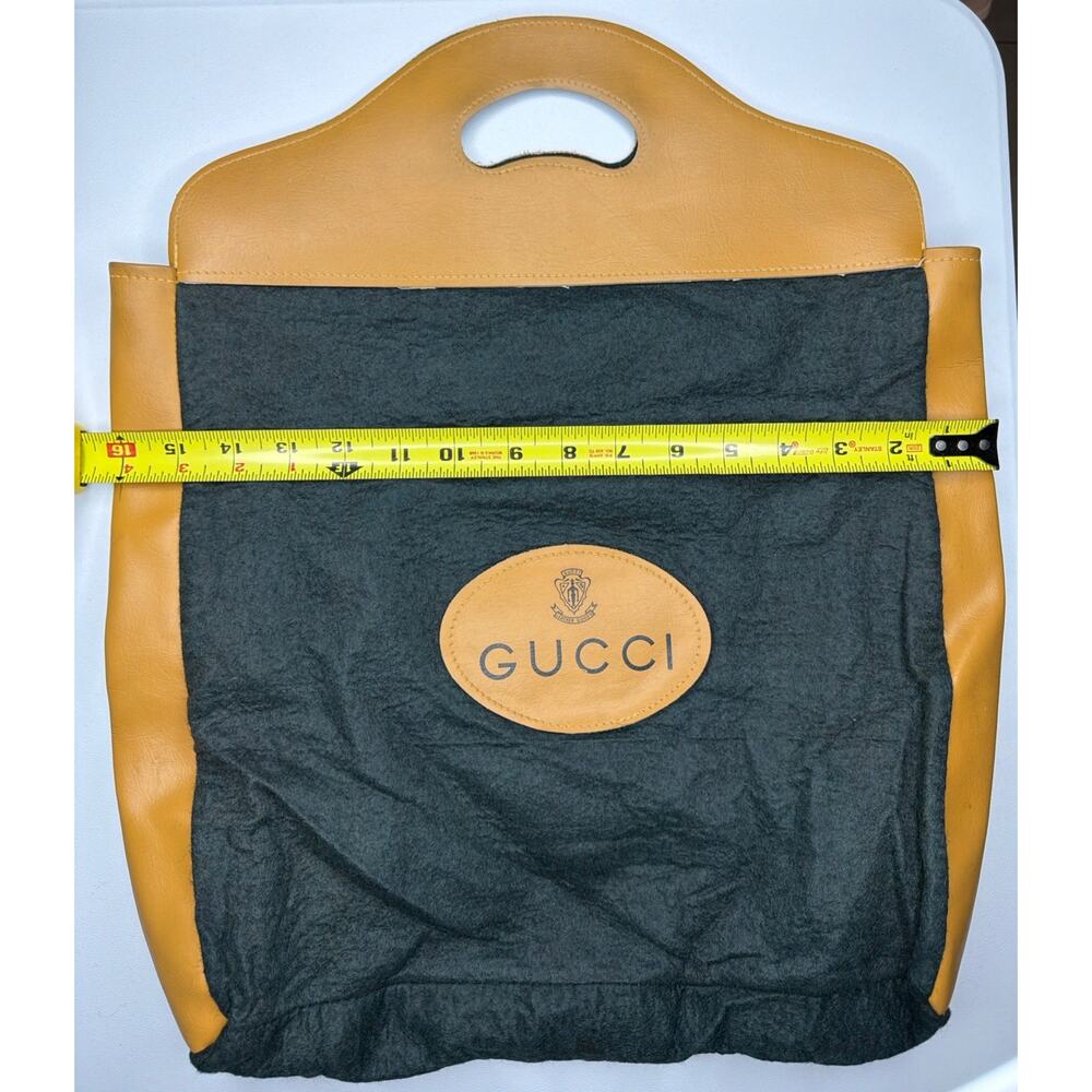 Vintage Gucci Black Felt Wool Tote Gold Leather Crest Handle Bag Purple 1970s - Picture 14 of 14